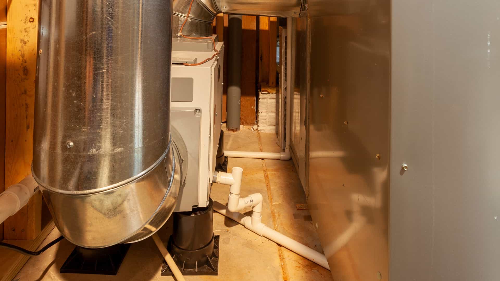 dehumidifier connected to ductwork
